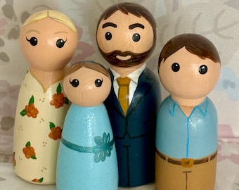 CUSTOM Family Peg Dolls Hand-Painted Figures Choice of Sizes Great Gift Idea