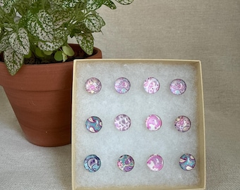 Pink Paisley Push Pins Set of 12 | Decorative Thumbtacks | Bulletin Memo Cork Board | Home Office | Cubicle | Dorm | Teacher Gift