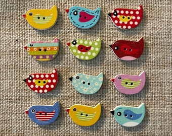 Pretty Birds Push Pins Set 12, Decorative Thumbtacks, Bulletin Board, Home Office, Cubicle, Dorm Decor, Teacher Gift Classroom