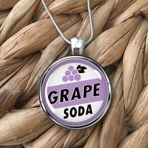 Grape Soda Bottle Cap UP Movie Glass Pendant Necklace