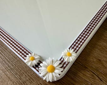 Gingham and Daisy Whiteboard Dry Erase Magnetic Board for Home Office Dorm Bedroom Classroom Homeschool Decor Message Memo Bulletin Twee
