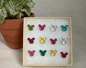 Colorful Mickey Mouse Push Pins Set of 12 | Decorative Thumbtacks | Bulletin Memo Cork Board | Home Office | Cubicle | Dorm | Teacher Gift
