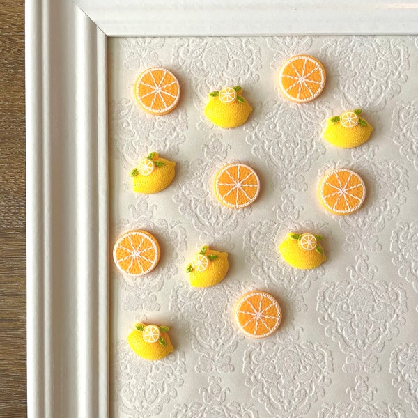 Lemons and Slices Push Pins | Decorative Flower Thumbtacks | Bulletin Cork Memo Board | Home Office | Cubicle Decor | Teacher Wedding