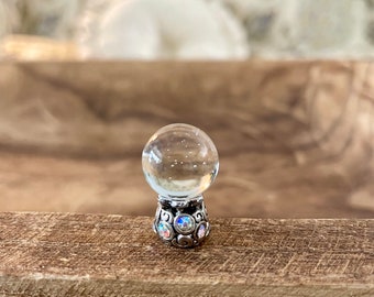 Miniature Crystal Ball on Stand, Fairy Garden, Dollhouse, Shadowbox Decor Tiny Scrying Orb Fortune Teller Diorama Mystical Magical