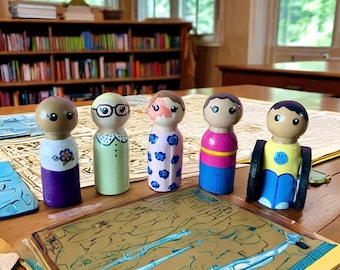 Kids with Visible Differences, Set 5 Wood Peg Doll People Children, Disability Representation, Special Needs Education, Diversity, Classroom