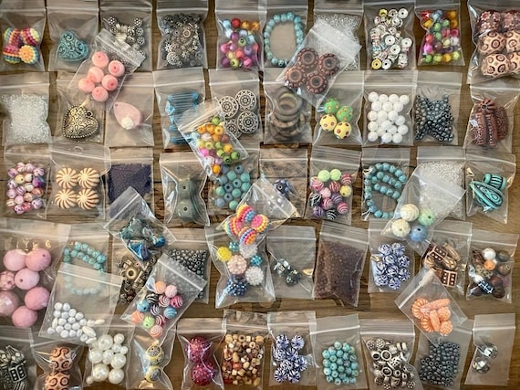 Grab Bag Loose Beads, Jewelry Making Supplies, 12, 20 or 35 Bags, Various Beads Charms, Mystery Lot, Craft Materials for Artists, Destash