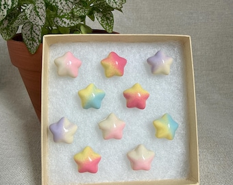Pastel Star Set of 10 Rainbow Color Push Pins | Decorative Thumbtacks | Bulletin Cork Board | Home Office | Cubicle | Dorm | Teacher Gift