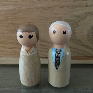 Custom Bride and Groom Peg Doll Set Wedding Cake Topper Pretend Play ...