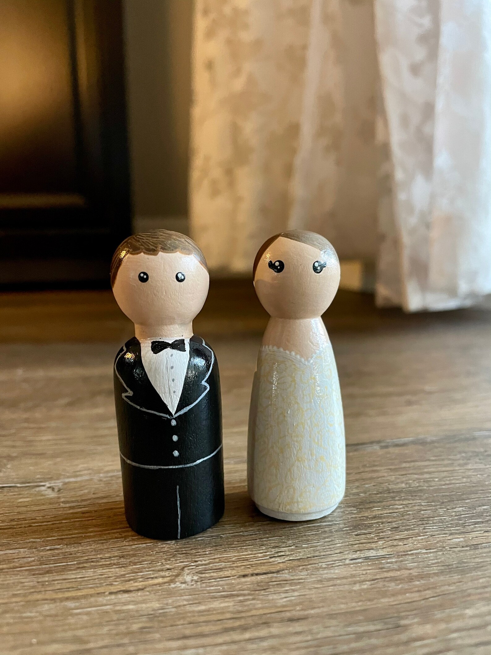 Bride and Groom Peg Doll Set Wedding Cake Topper CUSTOMIZABLE - Etsy