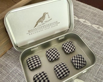 Black and White Houndstooth Magnet Set of 6 Stylish  Refrigerator Whiteboard Home Office Dorm Classroom Gift Stocking Stuffer Teacher Thanks