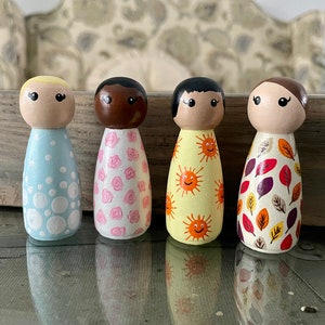 Four Seasons of the Year Peg Doll Girls * Winter Spring Summer Fall ...