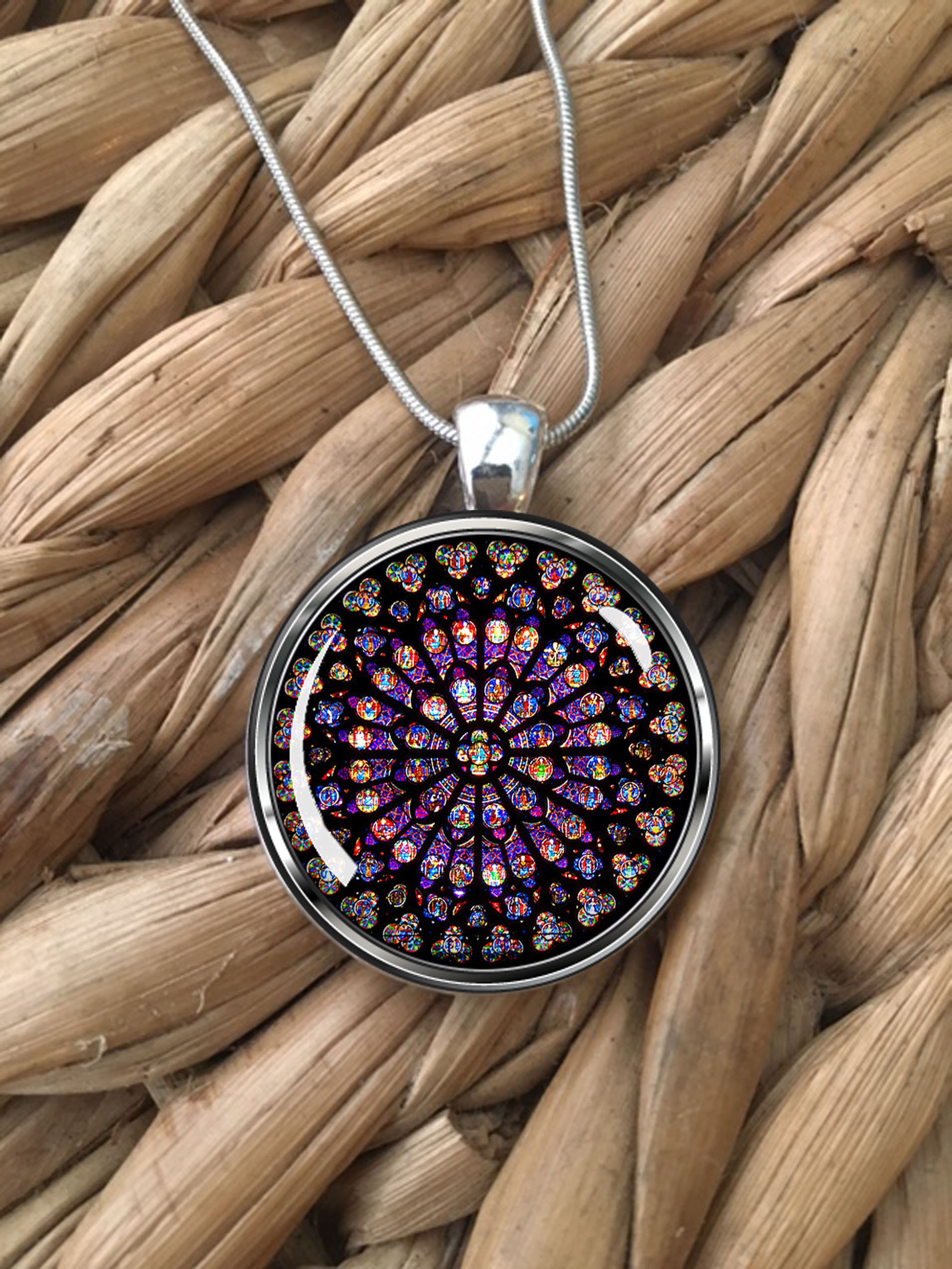 Blue Moon Pendant Necklace - Stained Glass Inspired– 13th Psyche