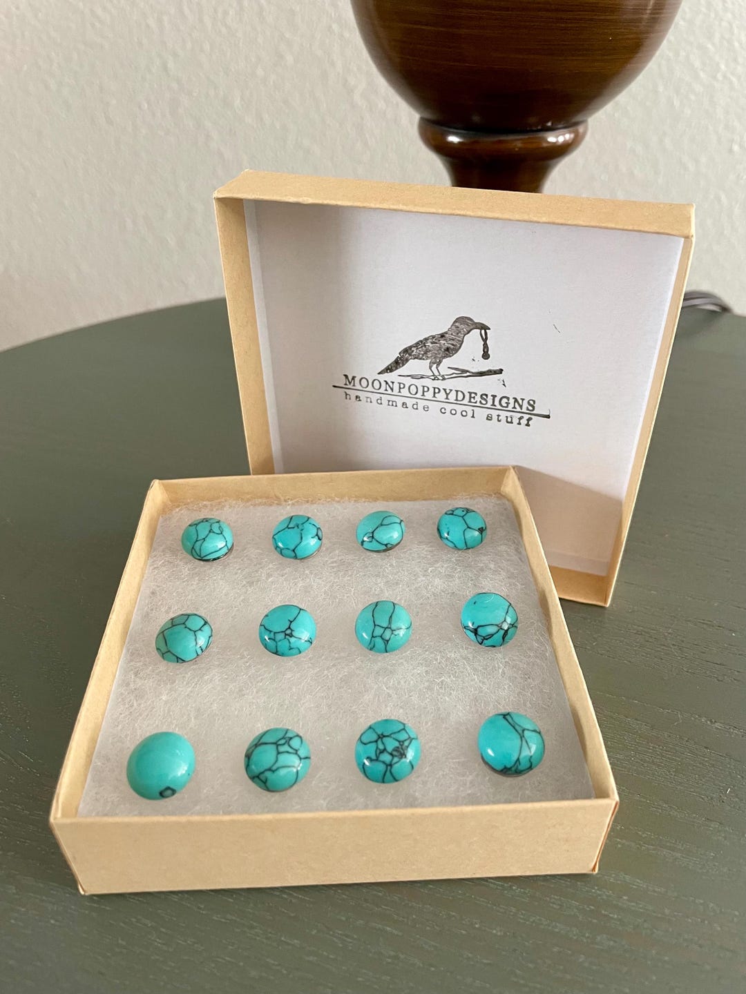 Blue Turquoise Push Pins Set of 12 | Decorative Thumbtacks | Bulletin ...
