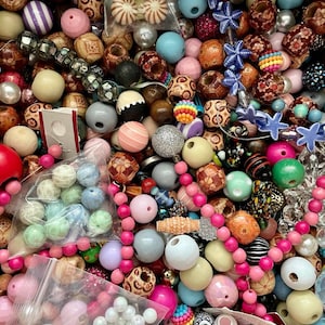 Grab Bag Loose Beads, Jewelry Making Supplies, 12, 20 or 35 Bags, Various Beads Charms, Mystery Lot, Craft Materials for Artists, Destash image 2