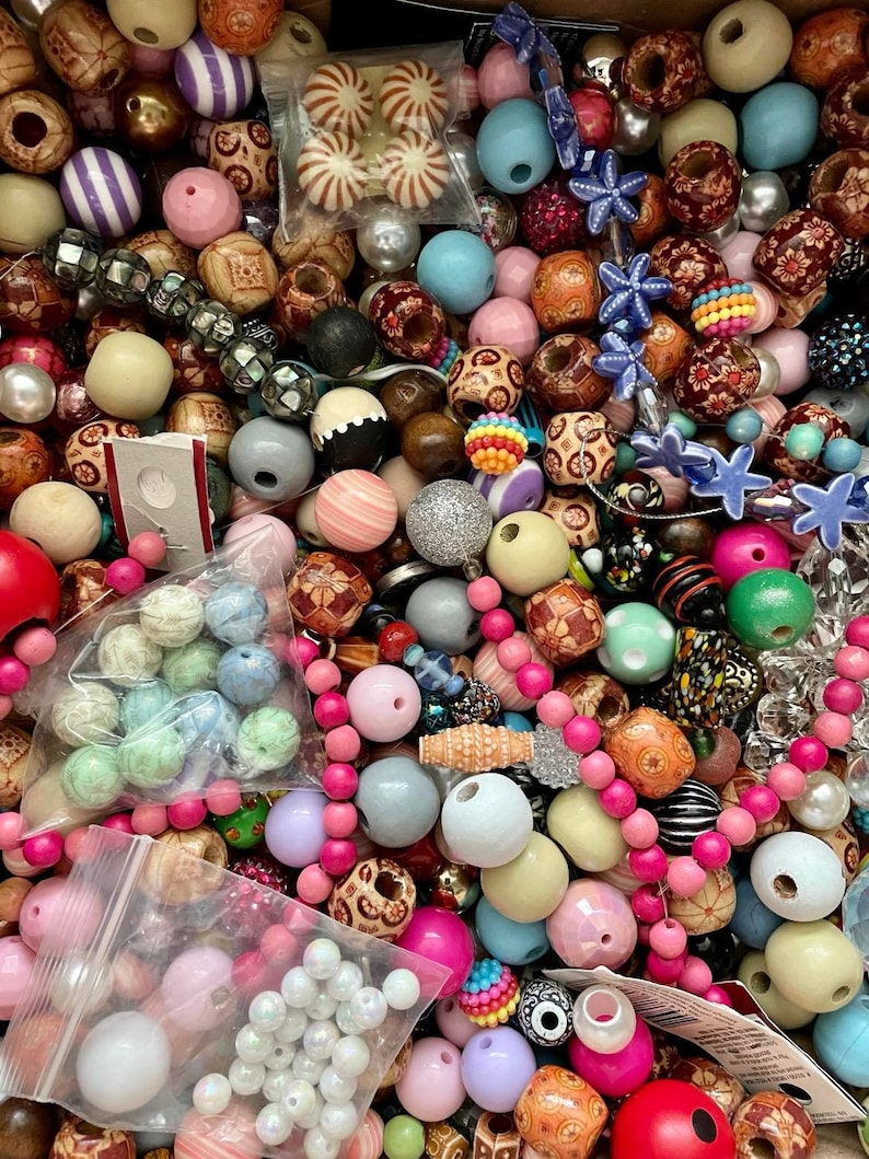 Grab Bag Loose Beads, Jewelry Making Supplies, 12, 20 or 35 Bags, Various Beads Charms, Mystery Lot, Craft Materials for Artists, Destash image 2