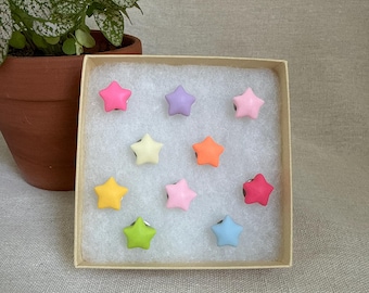 Pastel Star Set of 10 Chonky Push Pins | Decorative Thumbtacks | Bulletin Board | Home Office | Cubicle | Dorm | Teacher Gift