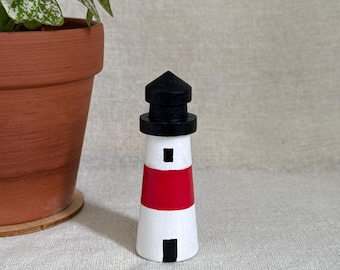 Nantucket Sankaty Light Hand Painted Lighthouse Figure or Ornament Nautical Decor Beach House Gift Vacation Keepsake Handmade