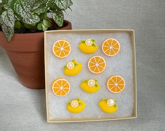 Lemons and Slices Push Pins | Decorative Cute Thumbtacks | Bulletin Cork Memo Board | Home Office | Cubicle Dorm Decor | Teacher Wedding