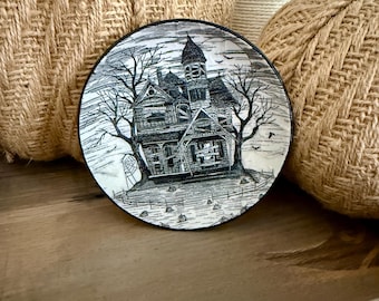 Haunted House Trinket Dish Halloween Decor | Ring Tray | Jewelry Organizer | Office Desk Classroom Cubicle Dorm Bedroom Cute Bowl Gift