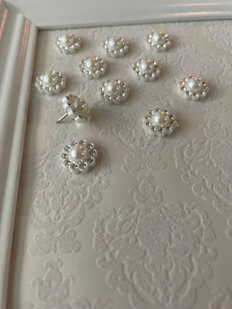 Pearl Rhinestone Round Design Push Pins Set | Decorative Thumbtacks ...