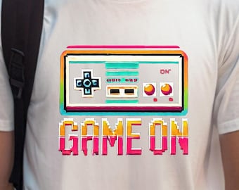Gamer-t-shirt, retro-speltröja, arkad-t-shirt, neonfärgad kontrolltopp, unisex spelkläder, present till spelare