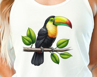 Grafische tanktop Toucan – katoenen shirt met tropische racerback