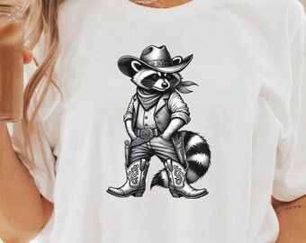 Cowboy Raccoon Unisex Tee | Western Wildlife T-Shirt | Wild West Graphic Top | Raccoon Lover Gift for Ranchers