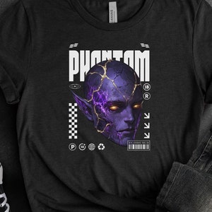 Cyberpunk Alien Face Unisex Tee, Extraterrestrial Graphic T-shirt, Bold Alien Portrait Shirt, Glow in the Dark Sci-Fi Top, Phantom Tee
