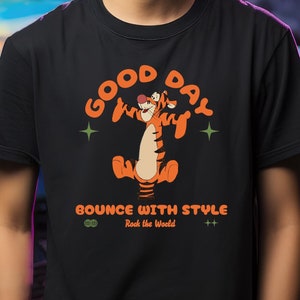 Good Day Tiger Shirt, Bounce with Style Disney™ Graphic Tee, Retro Winnie the Pooh Shirt, Cute Cartoon Character Top, Gift for Disney™ Fans