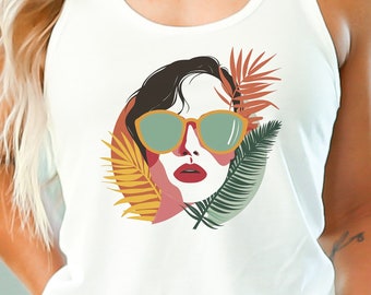 Tropical Palm Racerback Tank Top – Women's Summer Fashion