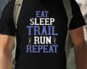 Ät sov terränglöpning Repeat T-shirt, rolig löpartröja