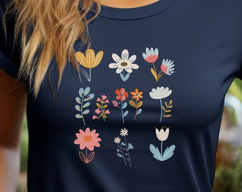 Vintage Wildflower T-Shirt | Rustic Floral Design