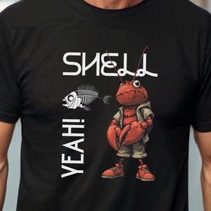 Grappig shirt kreeft - cadeau zeevruchtenliefhebber, top shell Yeah, oceaanthema kleding, cartoon kreeft T-shirt voor strandliefhebbers