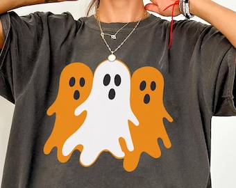 Retro Halloween Ghost Graphic Tee - Spooky Costume Top