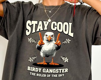 Bird Gangster T-Shirt, Funny Seagull Tee, Streetwear Design