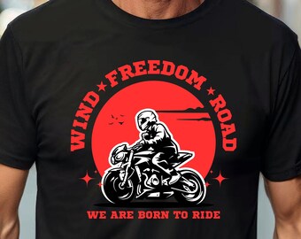 Motorcycle Rider Graphic Tee - Wind Road Adventure Shirt for Bikers - Bold & Edgy Fashion