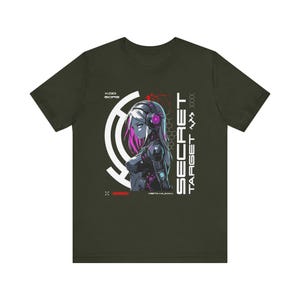 Cybernetic Woman Futuristic Anime Tee, Neon Pink Blue, 4k Resolution, Hexagonal Pattern, Unisex Jersey Shirt, Gift for Anime Fans, Cyberpunk image 7