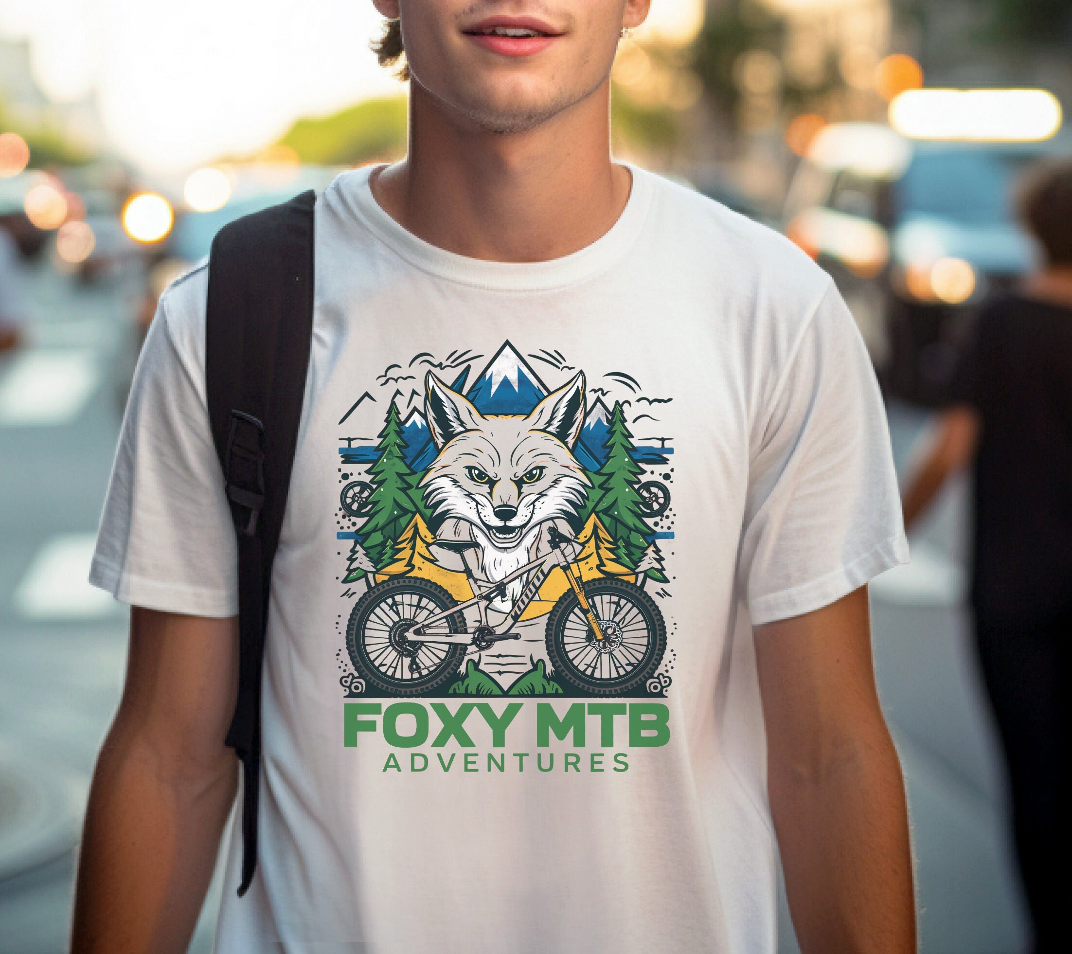 Zorro. Shirt MTB - Cool Mountain Biking Fox Graphic Tee - Ropa de aventura al aire libre, diseño único de Fox Biker, regalo para entusiastas de MTB