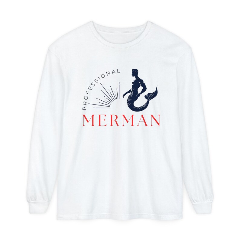 Professional Merman Shirt for Ocean Lovers - Unique Mermaid Man Long Sleeve Tee, Nautical Fantasy Apparel, Perfect Gift for Sea Enthusiasts image 4