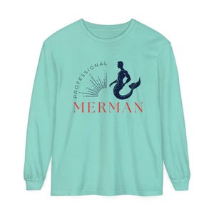 Professional Merman Shirt for Ocean Lovers - Unique Mermaid Man Long Sleeve Tee, Nautical Fantasy Apparel, Perfect Gift for Sea Enthusiasts image 3