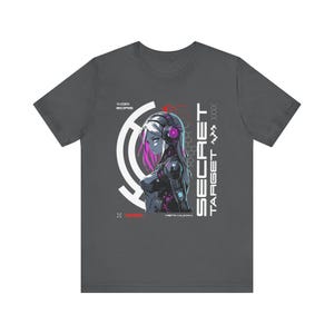Cybernetic Woman Futuristic Anime Tee, Neon Pink Blue, 4k Resolution, Hexagonal Pattern, Unisex Jersey Shirt, Gift for Anime Fans, Cyberpunk image 9