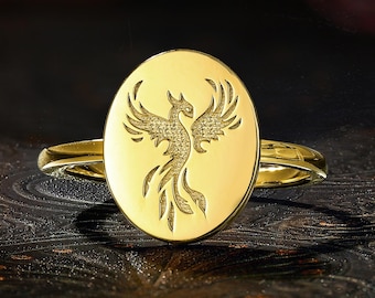 Phoenix Ring - Bird Ring, Engraved Ring,Angel Ring,Spiritual Ring,Best Friend Gift,Friendship Gift,Charm Phoenix Jewelry,New Beginnings Ring