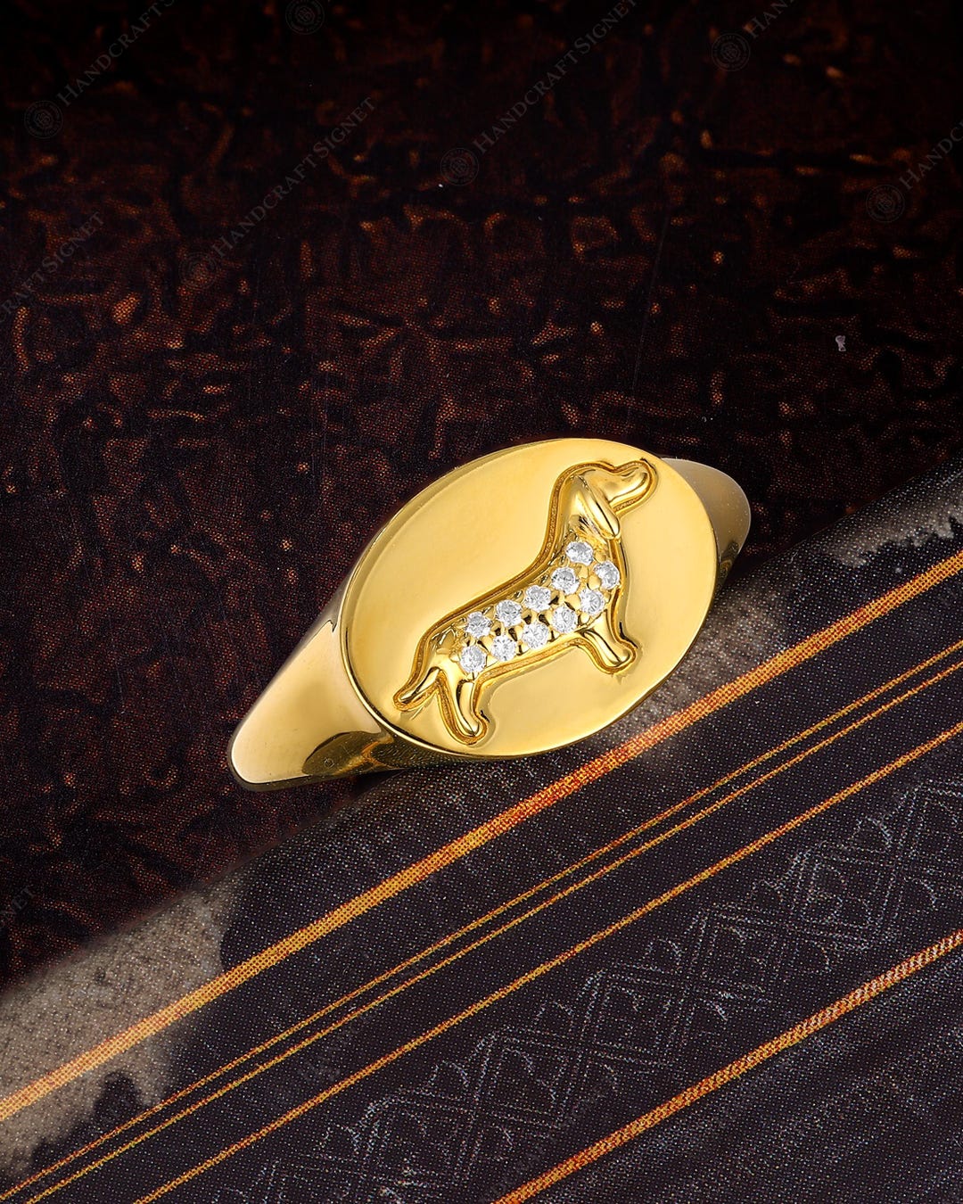 Dog Signet Ring, Dachshund Pet Statement Ring, Memorial Gift for Dog ...