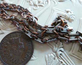 2 Feet of Copper and Steel Patterned Chain C12