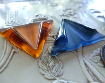 1 Triangular , Apprx 29mm x 21.25mm DECO Montana Blue or Topaz Mirror Cabochons, C13