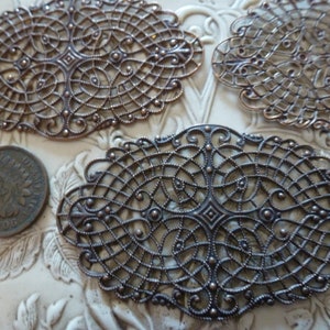 Vintage Haskell Filigree Antiqued Brass Tone Jewelry Finding, 60 x 37mm, 1 piece (C24)