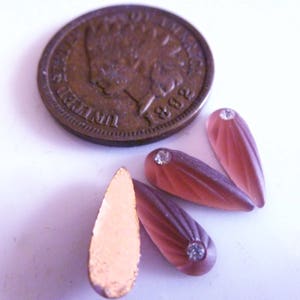 5 Vintage Amethyst Set Rhinestone Glass Stones, Jewels, Cabs, 11x4mm, C31
