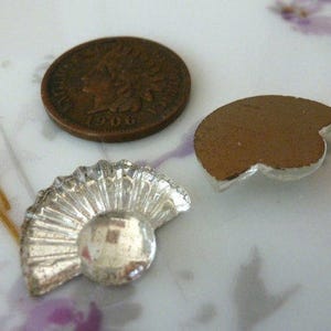 5 Vintage Glass Cabochons, 1940s CLEAR Art Deco Shape, Gold Foiled Flat Backs, Made in Czechoslovakia, 13x17mm, 5 pcs. (C39)