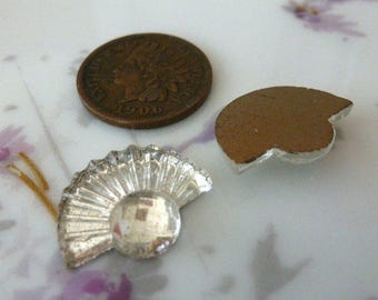 5 Vintage Glass Cabochons, 1940s CLEAR Art Deco Shape, Gold Foiled Flat Backs, Made in Czechoslovakia, 13x17mm, 5 pcs. (C39)