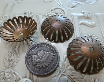 Vintage Bead Caps with Dark Patina Jewelry Findings, 22x7mm, 5 pcs. (C16)